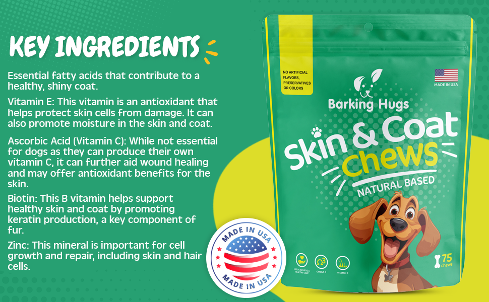 Barking Hugs Skin & Coat Chews Omega 3 Fish Oil for Dogs